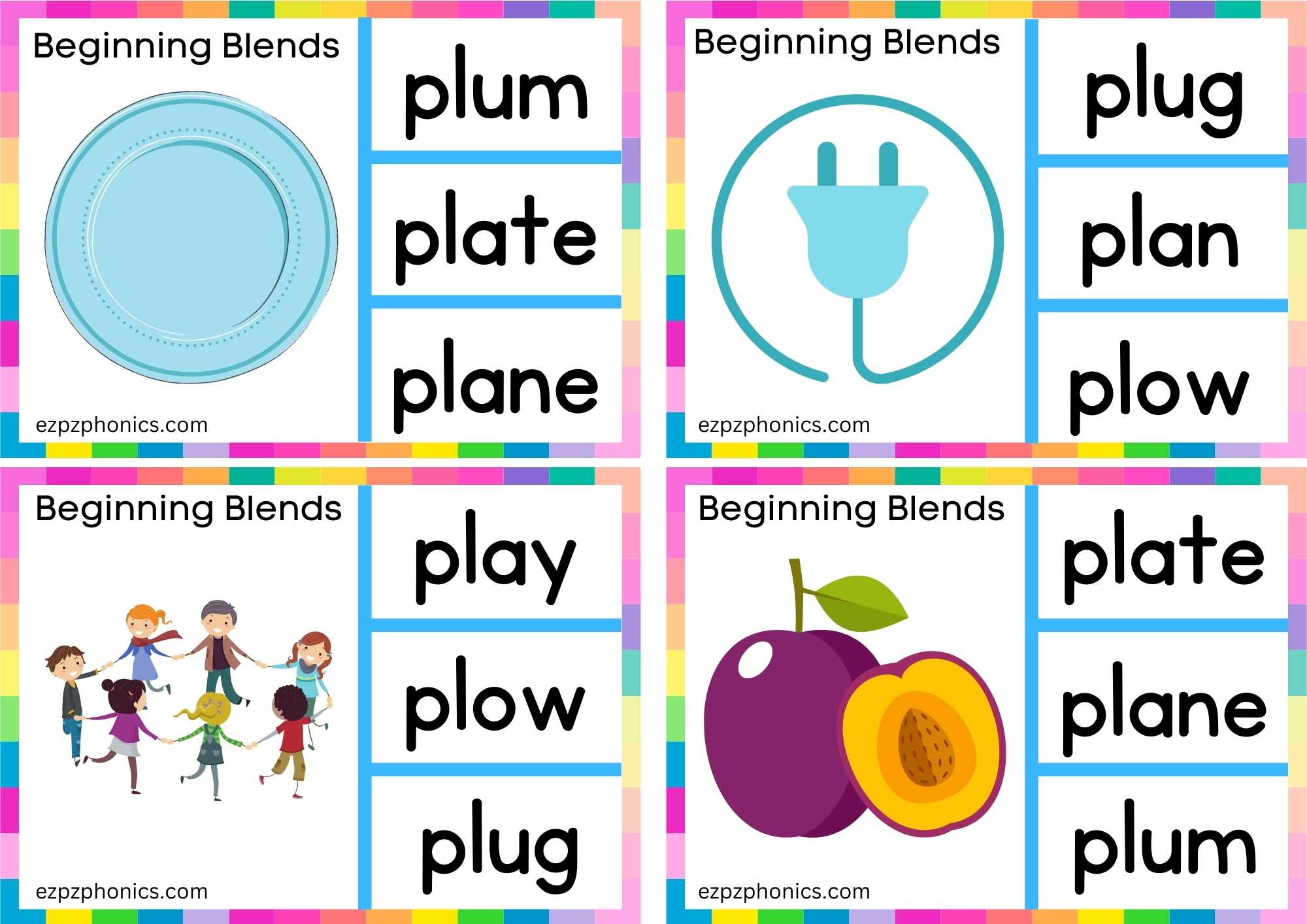 PL Beginning Blends Clip Cards Look At The Image And Clip The Correct Word Set 1